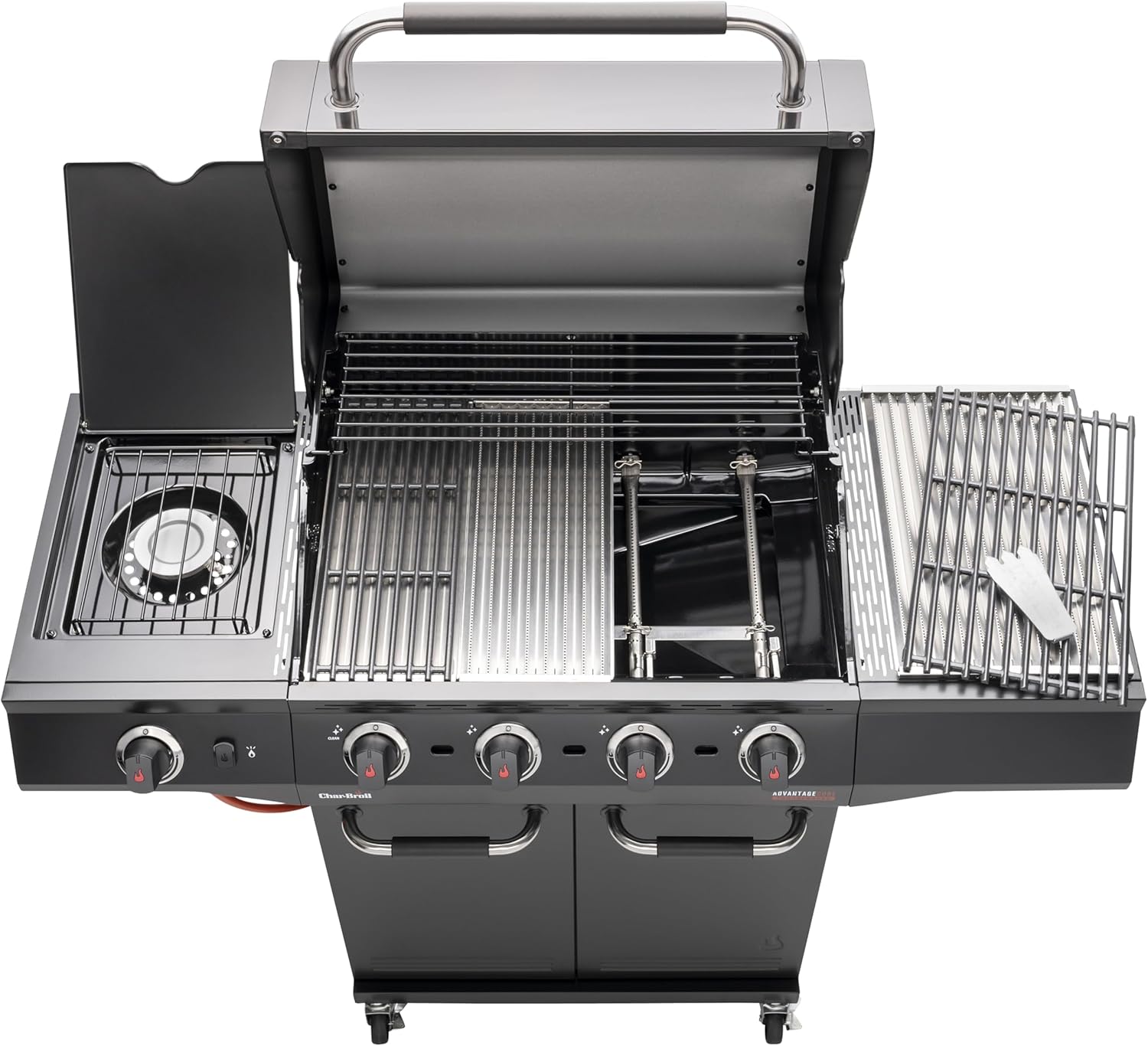 Char-Broil Gasgrill Advantage CORE B 4 Brenner, TRU-Infrared Technology, Seitenbrenner, Gusseisen Roste - Ideal für draßen, Garten, Terrasse