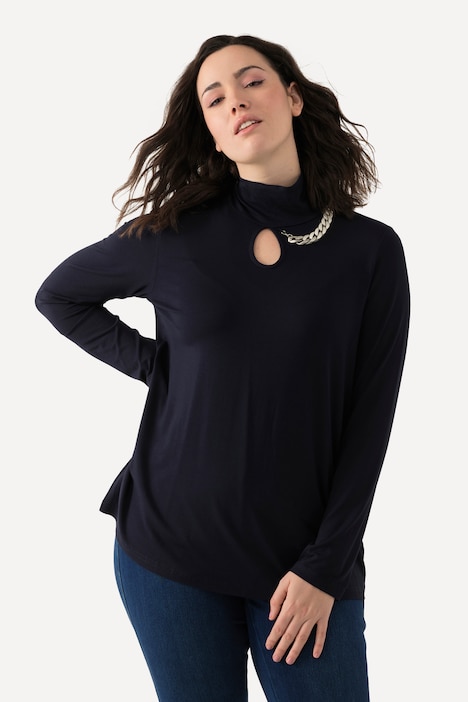 Shirt, Cut-Out, Kette, Stehkragen, Langarm