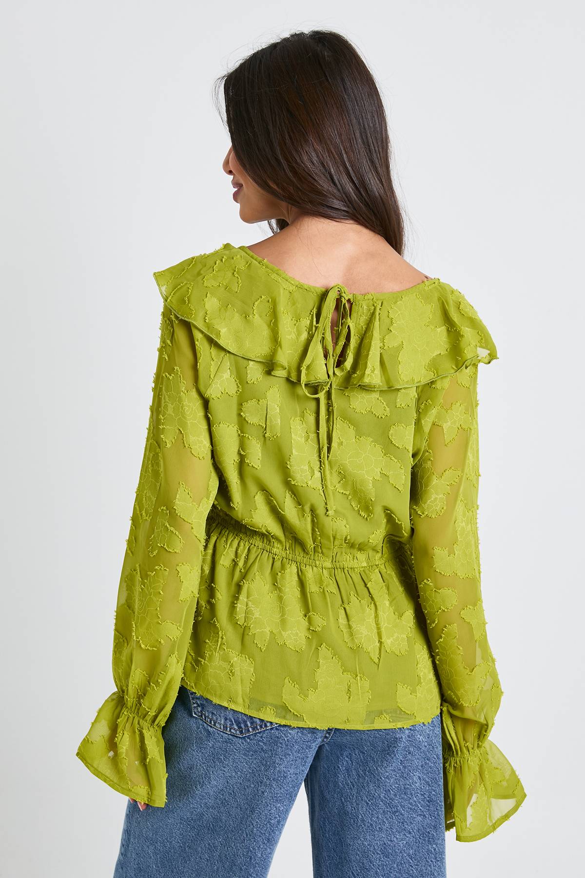 boohoo Blouse Burnout florale à manches d'ange