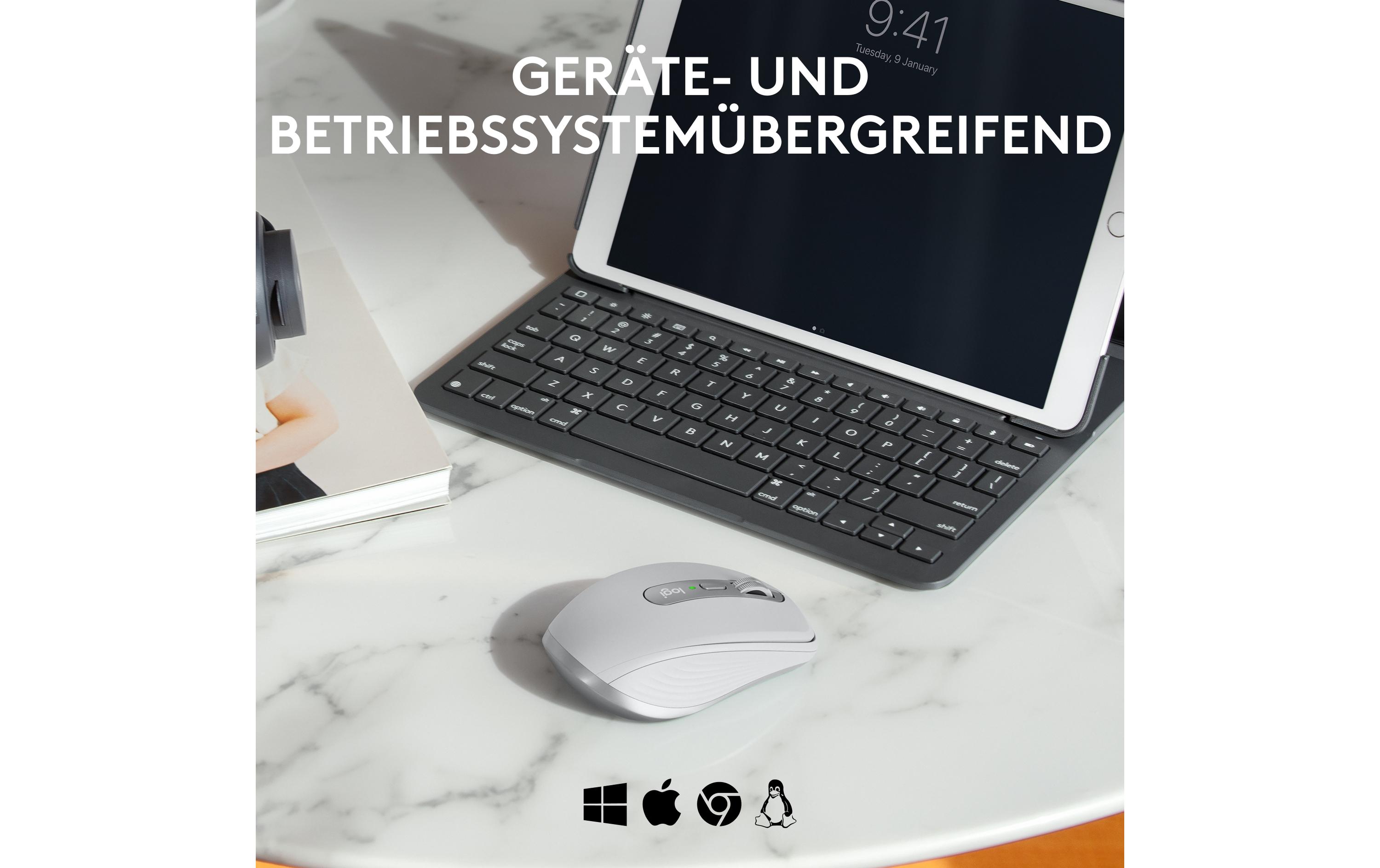 Mobile Maus MX Anywhere 3s for Business Pale GreyKompakte kabellose Performance-Maus mit 8K DPI-Sensor