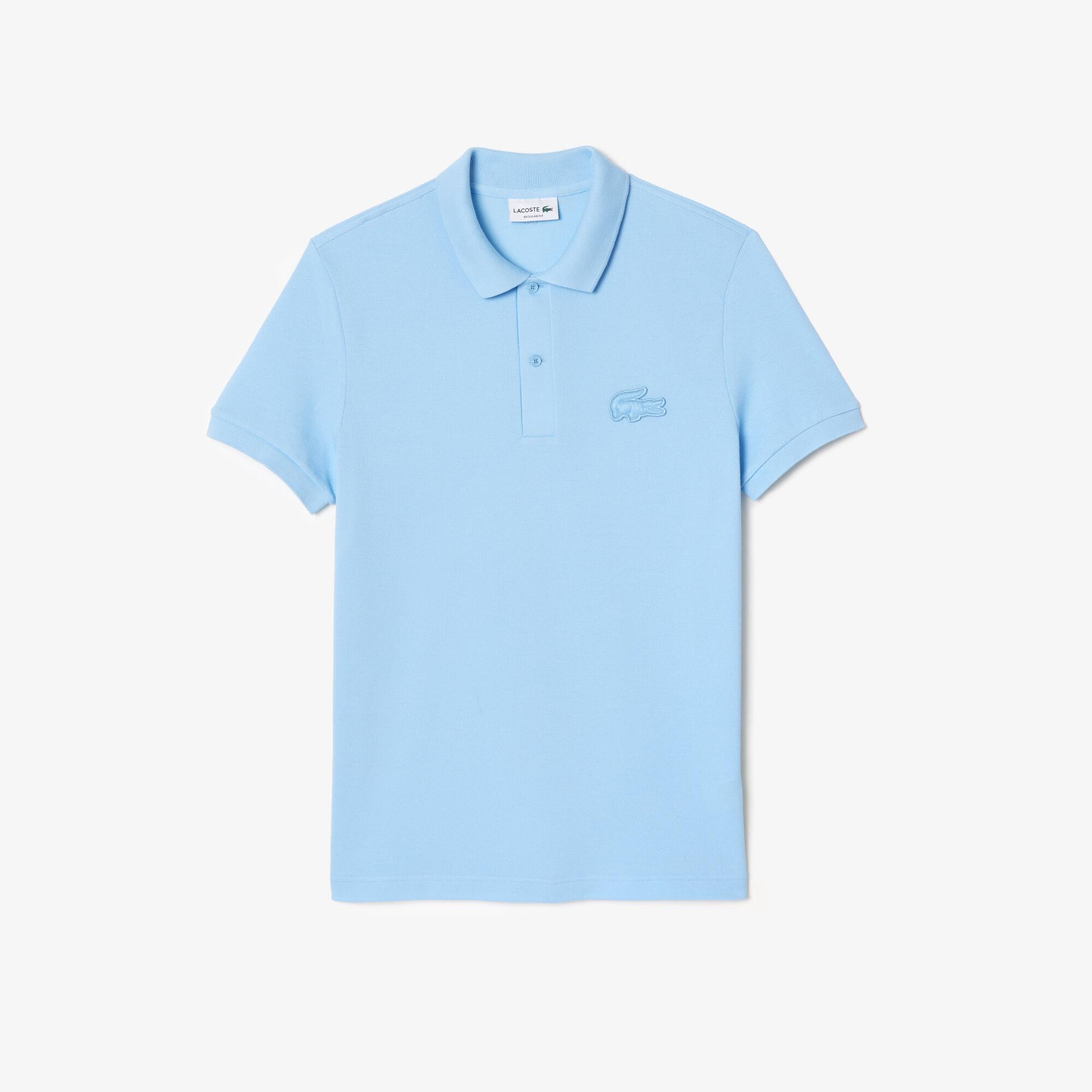 Poloshirt mit gestepptem Krokodilaufnäher Kurze Ärmel - Blau - Lacoste - Herren