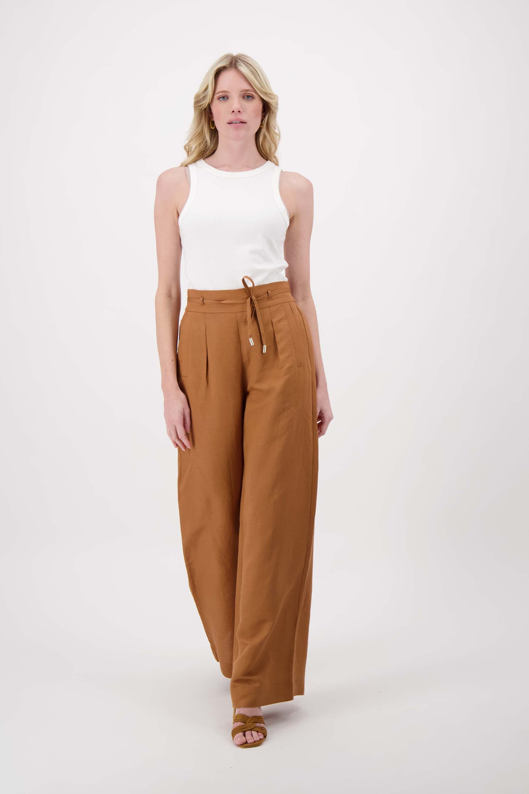 linnen broek met riempje