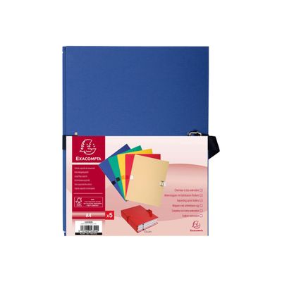 Exacompta - 5 Chemises à sangle dos extensible - pour 1000 feuilles - couleurs assorties
