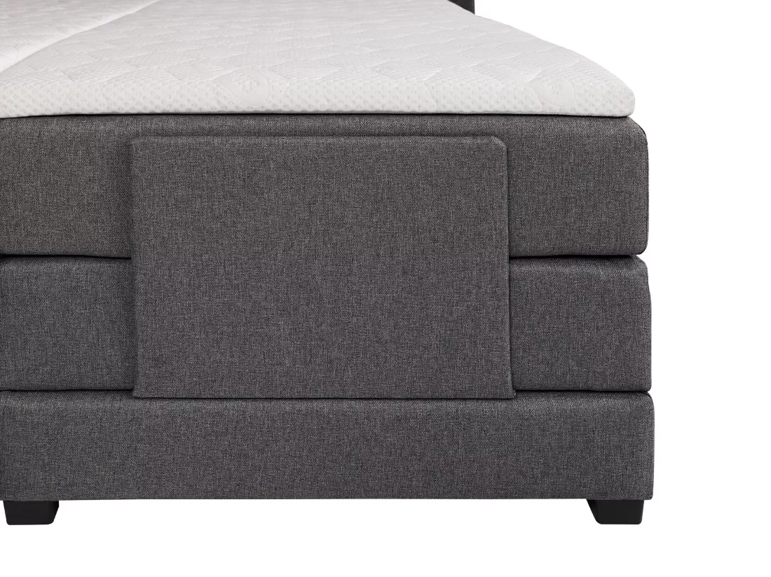 Ensemble complet boxspring tête de lit + sommiers relaxation électrique + matelas + surmatelas - 2 x 90 x 200 cm - Tissu - Anthracite - CASTEL II de PALACIO