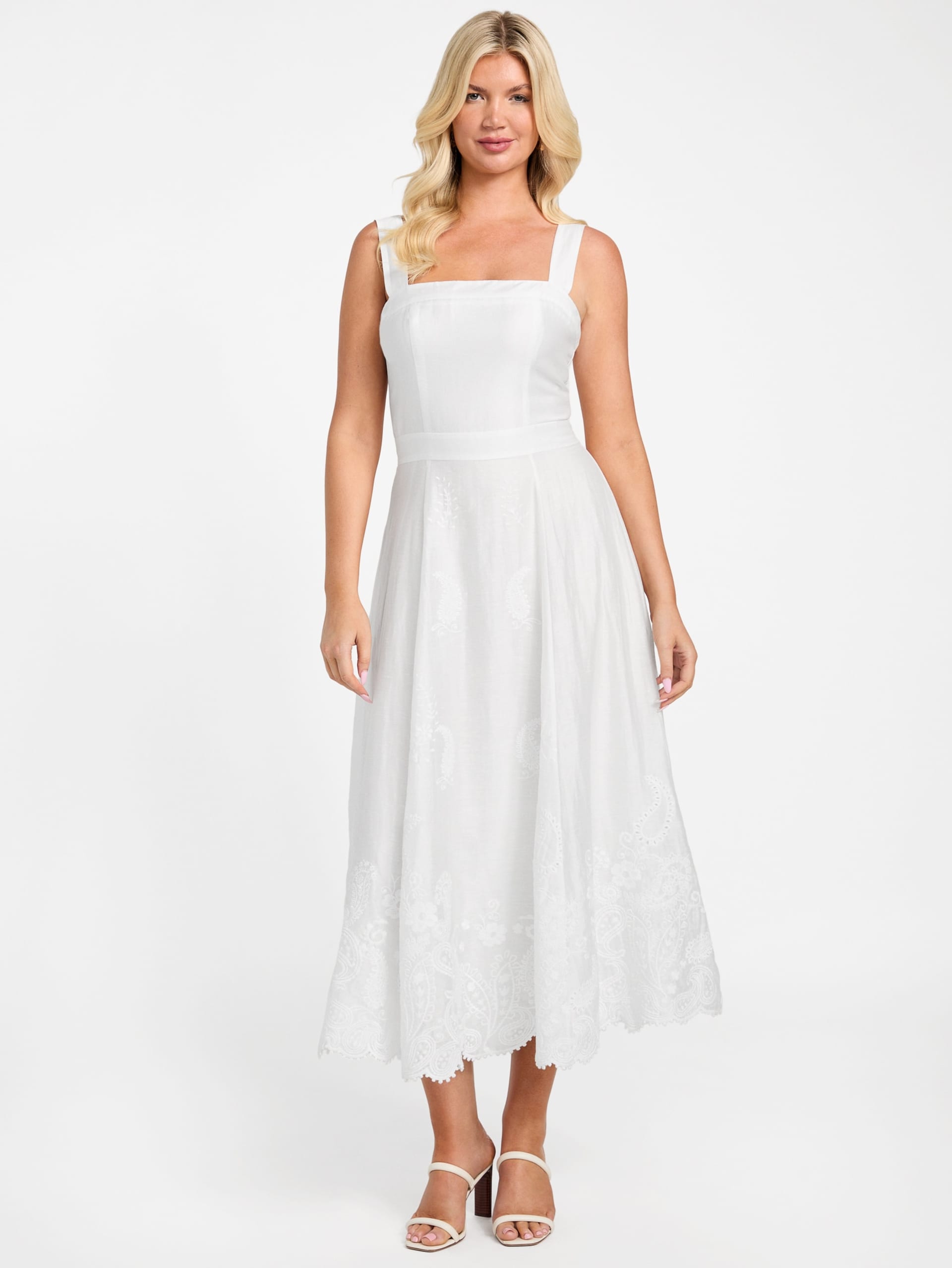 Vestido midi bordado Eco Mindy