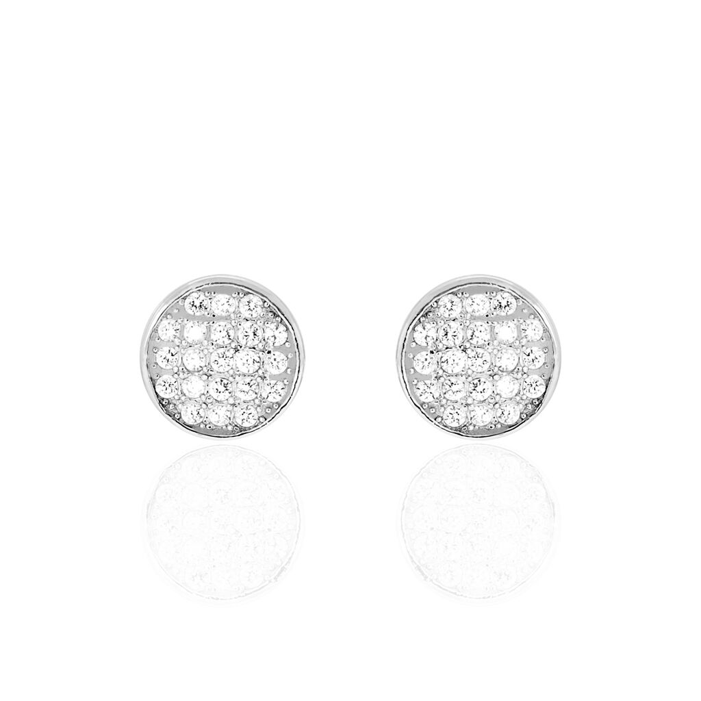 Boucles D'oreilles Puces Yesim Argent Blanc Oxyde De Zirconium