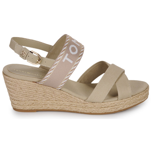 Tommy Hilfiger - SEASONAL WEBBING MID WEDGE - Beige