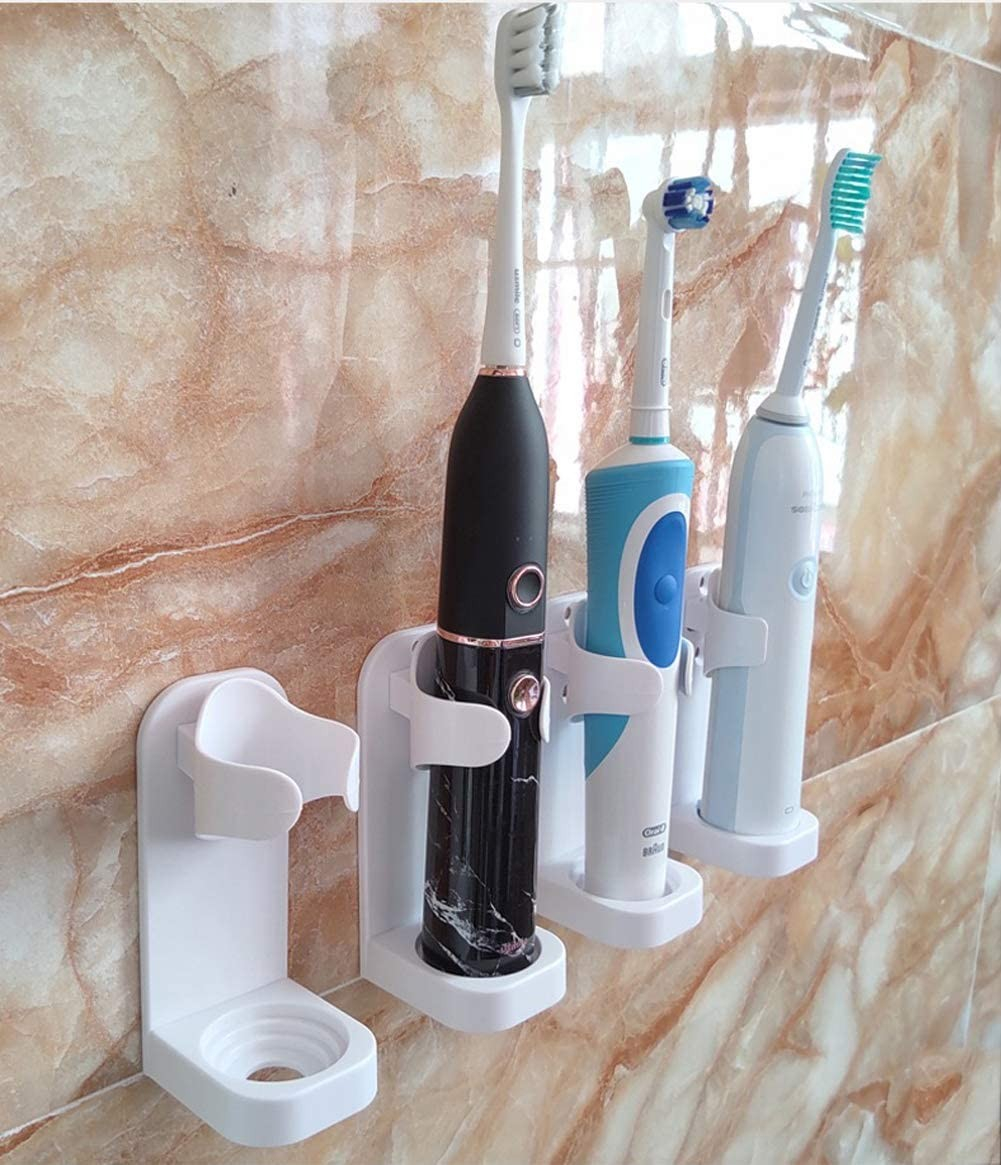 (2er Set) Selbstklebende Universal Halterung für Elektrische Zahnbürste Wandhalterung Organizer - Weiss