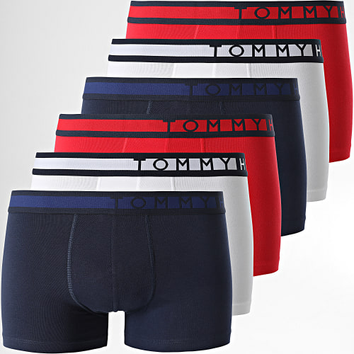 Lot De 6 Boxers 1234 Bleu Marine Blanc Rouge