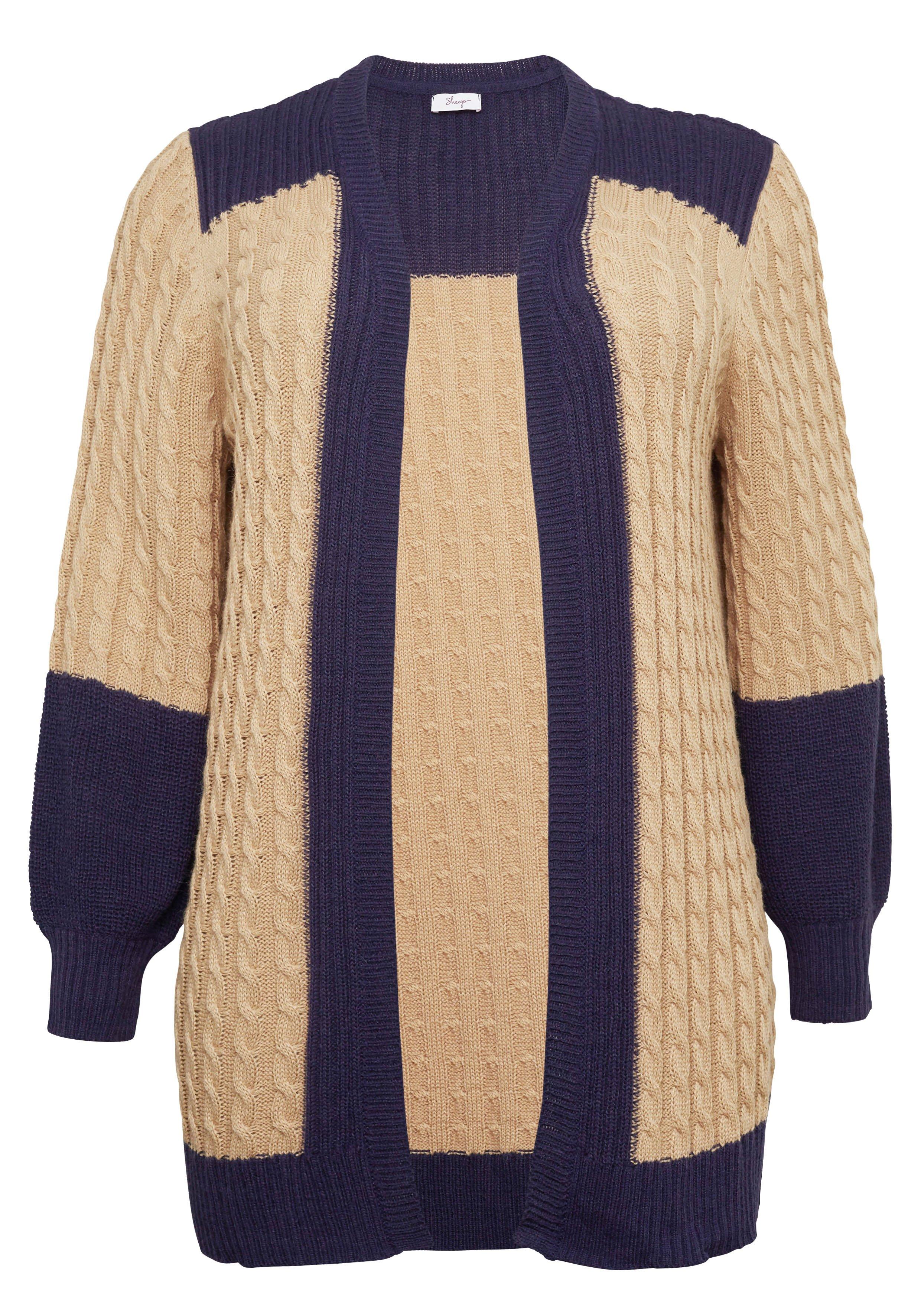 Strickjacke im Strukturmix, in offener Form