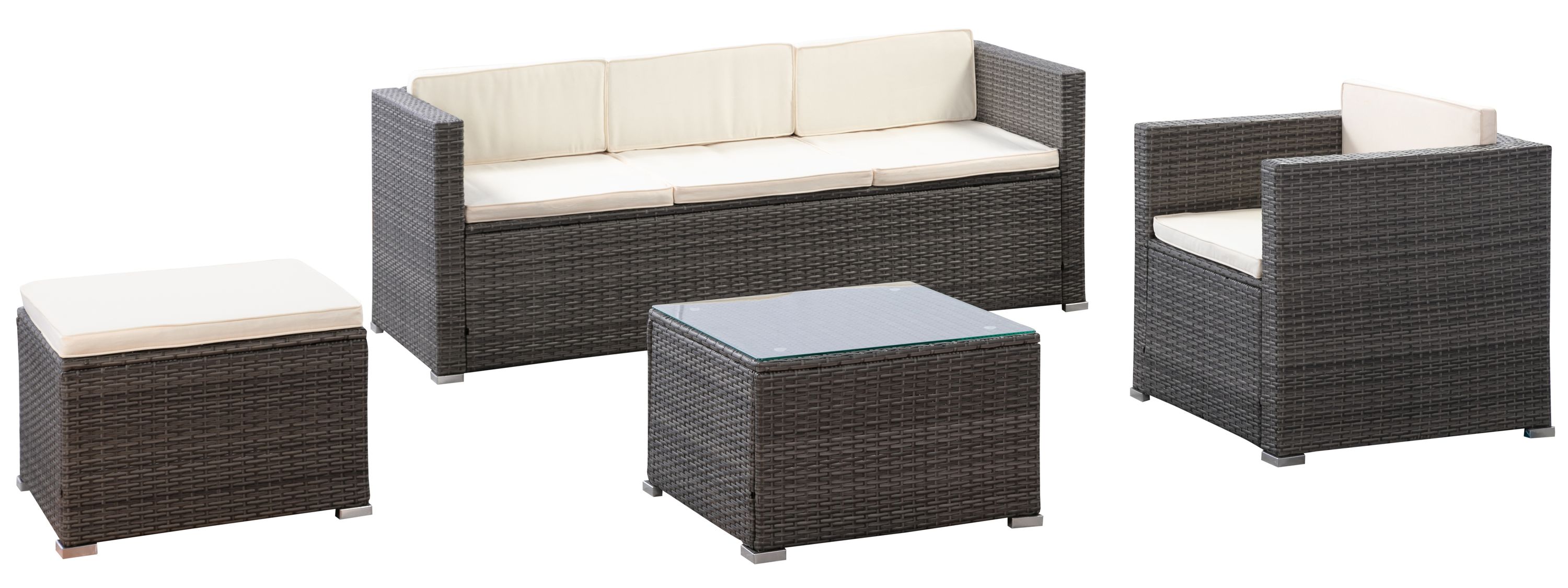 Rattanlounge SALERNO grau/beige