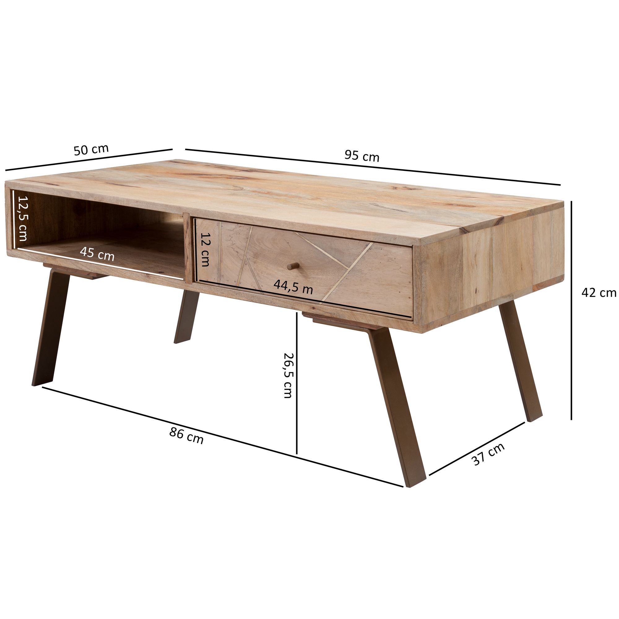 FineBuy Couchtisch SIKAR Wohnzimmertisch Holz massiv Sofatisch Tisch Wohnzimmer