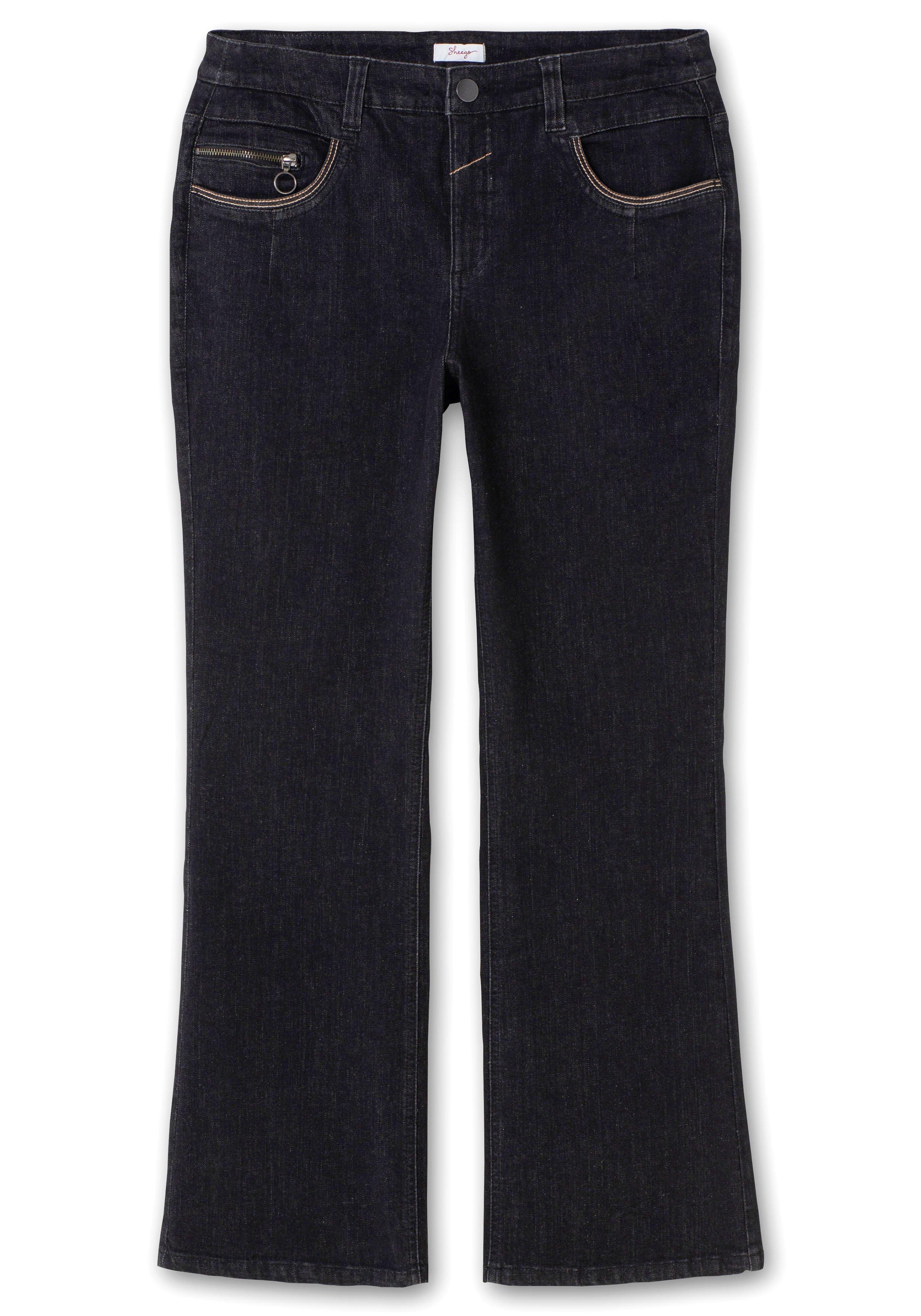 Bootcut-Jeans mit Kontrast-Stickerei, extralang