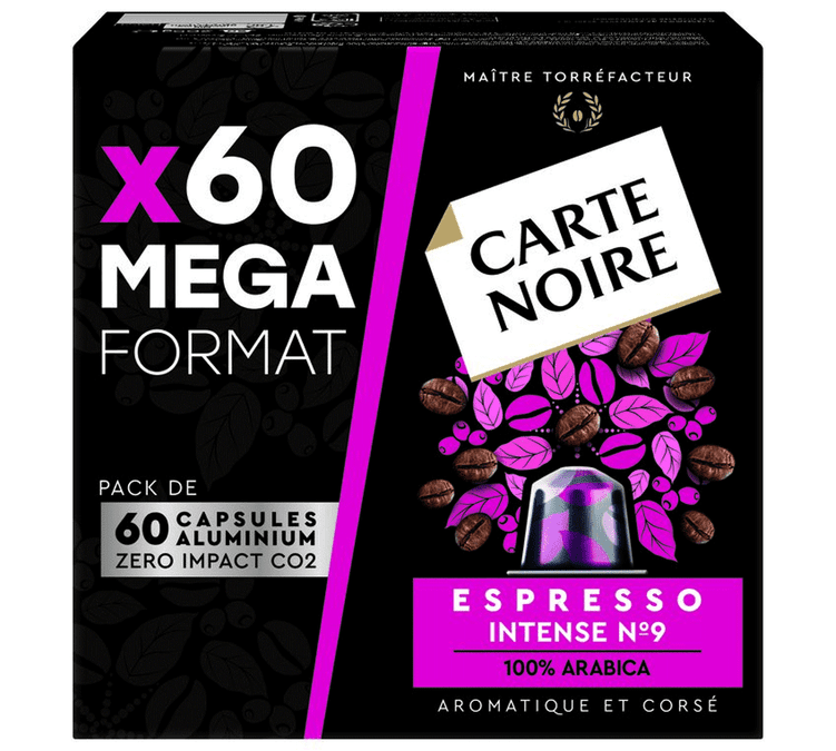 60 Capsules compatibles Nespresso® - Espresso Intense n°9 - CARTE NOIRE