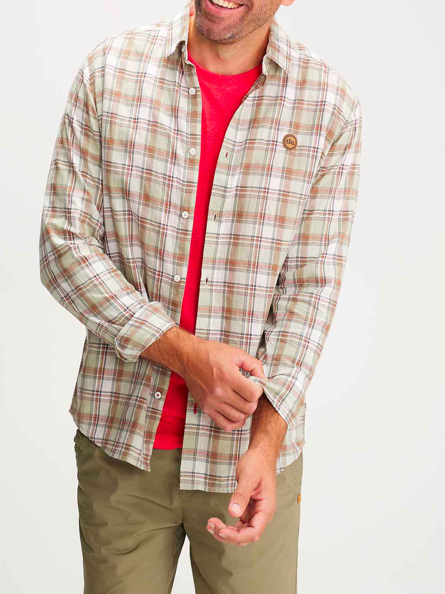 Chemise Homme A Grands Carreaux Kaki