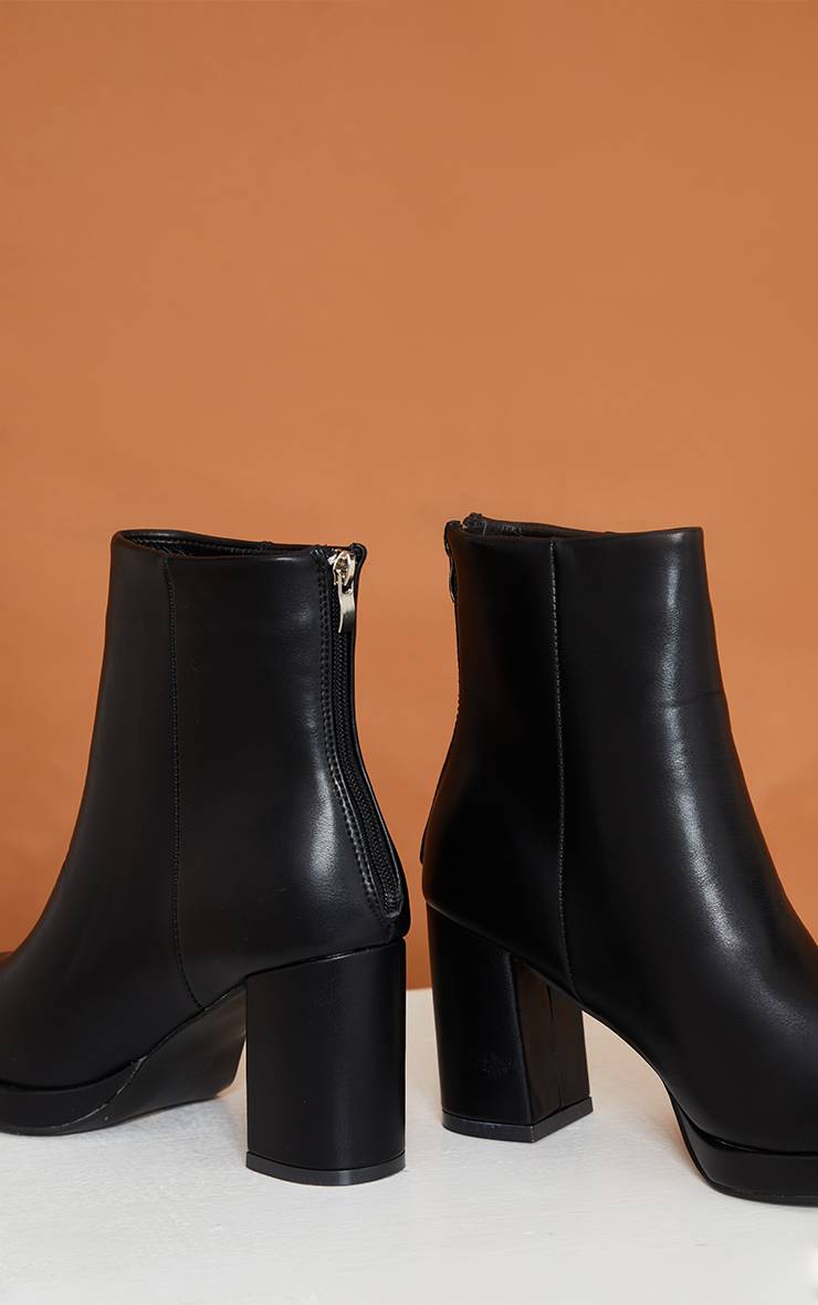 Noir Bottines À Talons Basiques Avec Plateforme Discrète