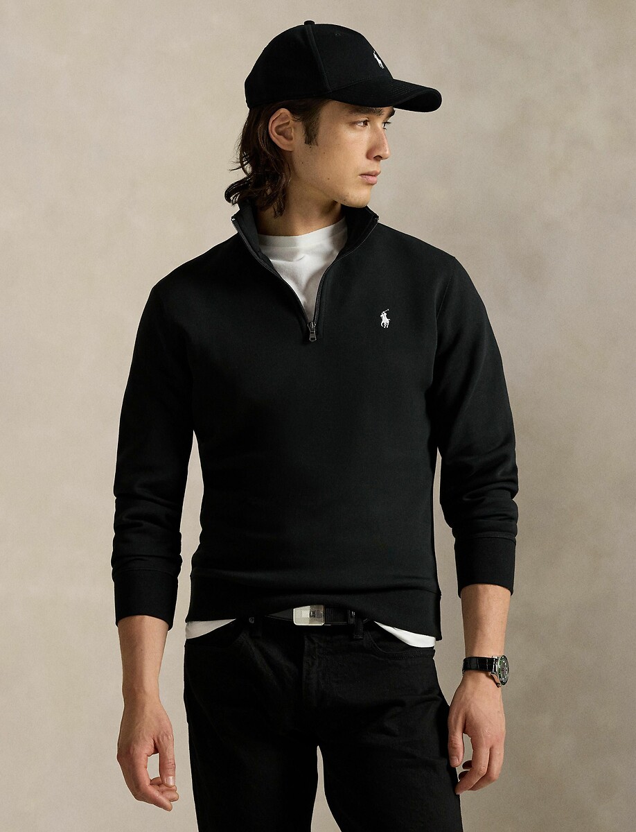 POLO RALPH LAUREN<br>Suéter com meio zíper e tecnologia de malha dupla