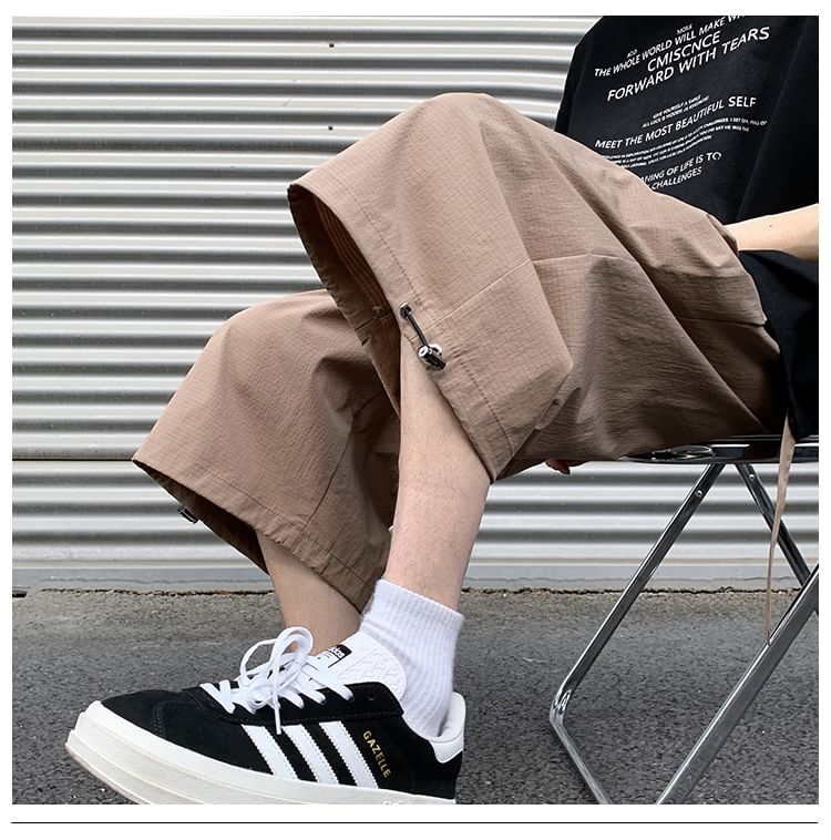 emeisa - Mid Rise Plain Wide Leg Carpi Pants