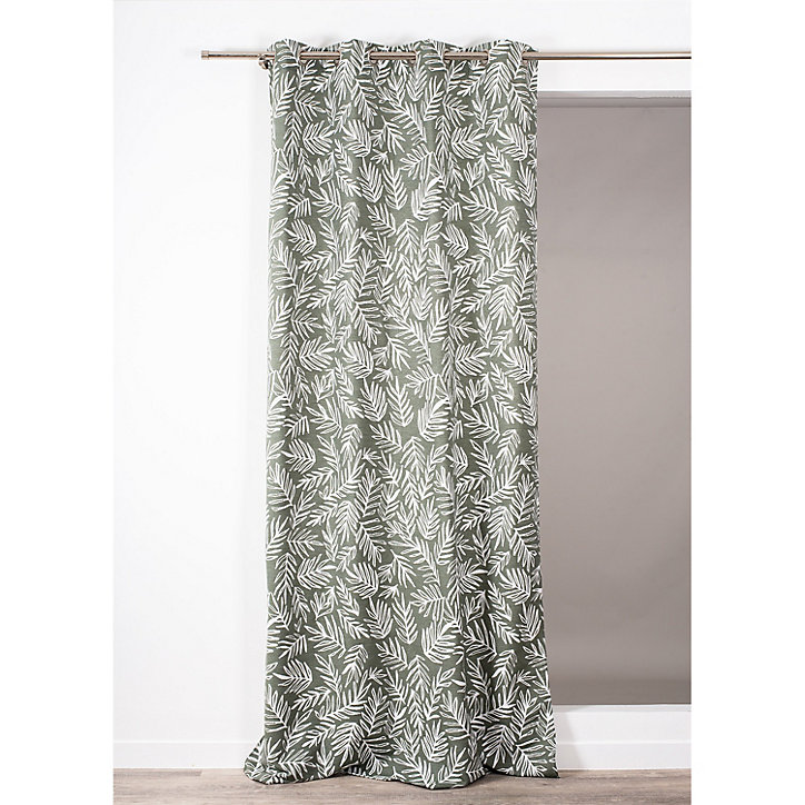 Rideau tamisant Sylvania Rocle Feuillage jacquard vert kaki L.260 x l.140 cm