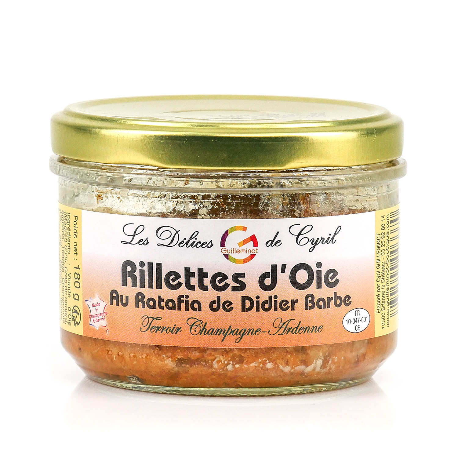 Rillettes d'oie 100% au Ratafia Didier Barbe