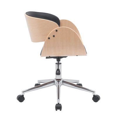 Chaise JUNON - Bois multiplis imitation chêne clair et polyuréthane noir