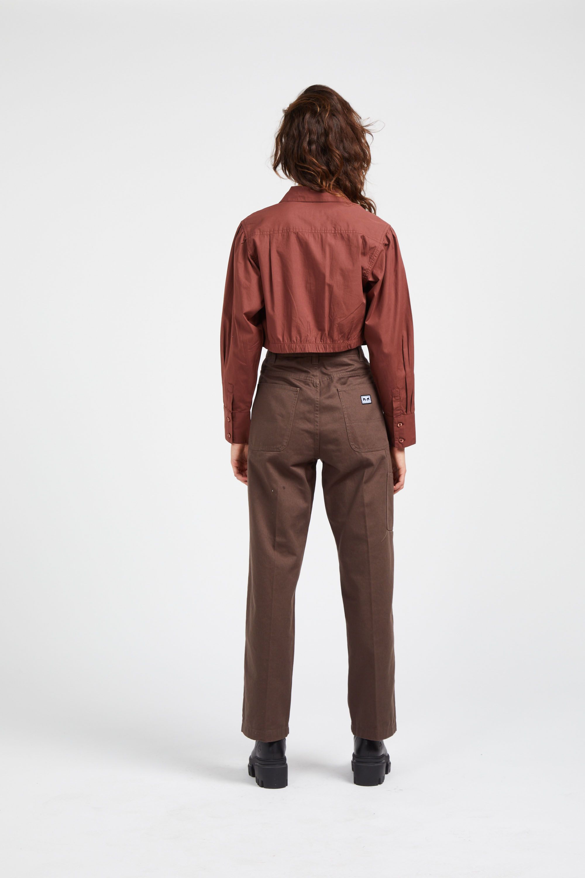 OBEY Chemise LONDON CROPPED SHIRT SEP Rouge