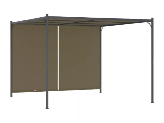 Pergola de jardin avec auvent rétractable 3x3 m Taupe 180 g-m²