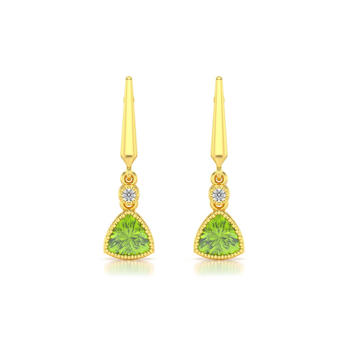 Boucles d'oreilles ADEN Or Jaune Péridot et Diamant 2.398grs