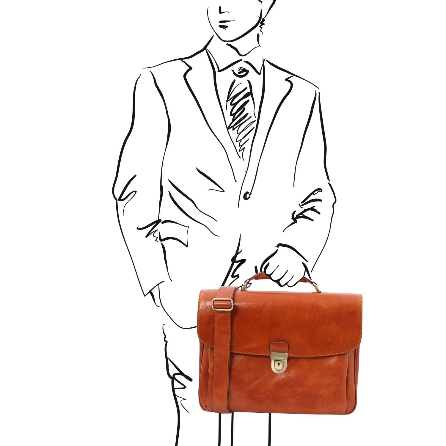 Tuscany Leather – Alessandria - Leather multi compartment TL SMART laptop briefcase – Honing (TL142440)
