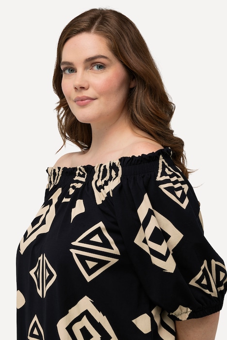 T-Shirt, Carmen-Ausschnitt, Halbarm, Biobaumwolle