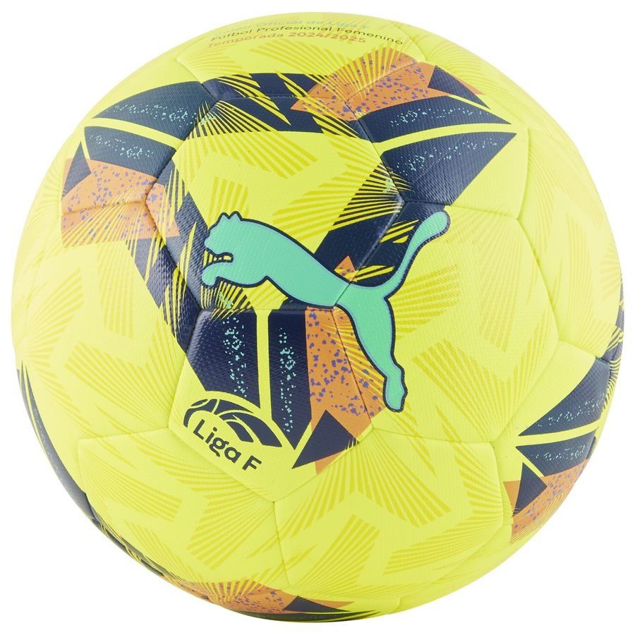 PUMA Orbita LIGA F Hybrid Ballon - Jaune/Bleu Marine/Turquoise