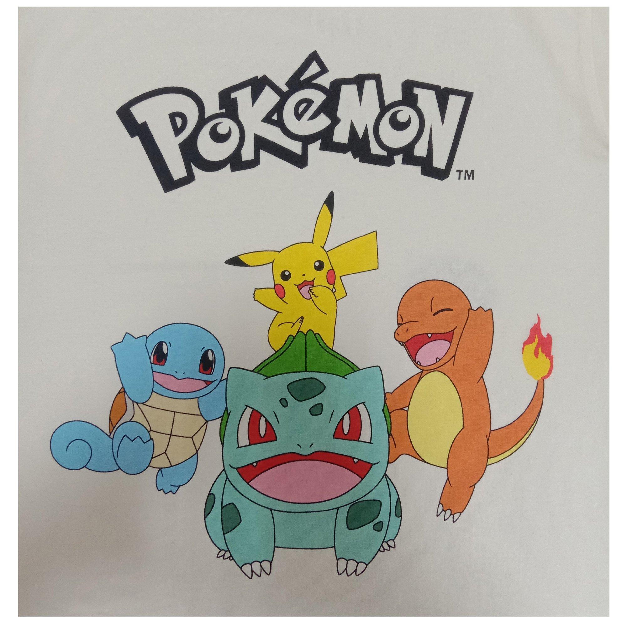 Character Pokemon white oversized tshirt and black cargo jogger set Jn44