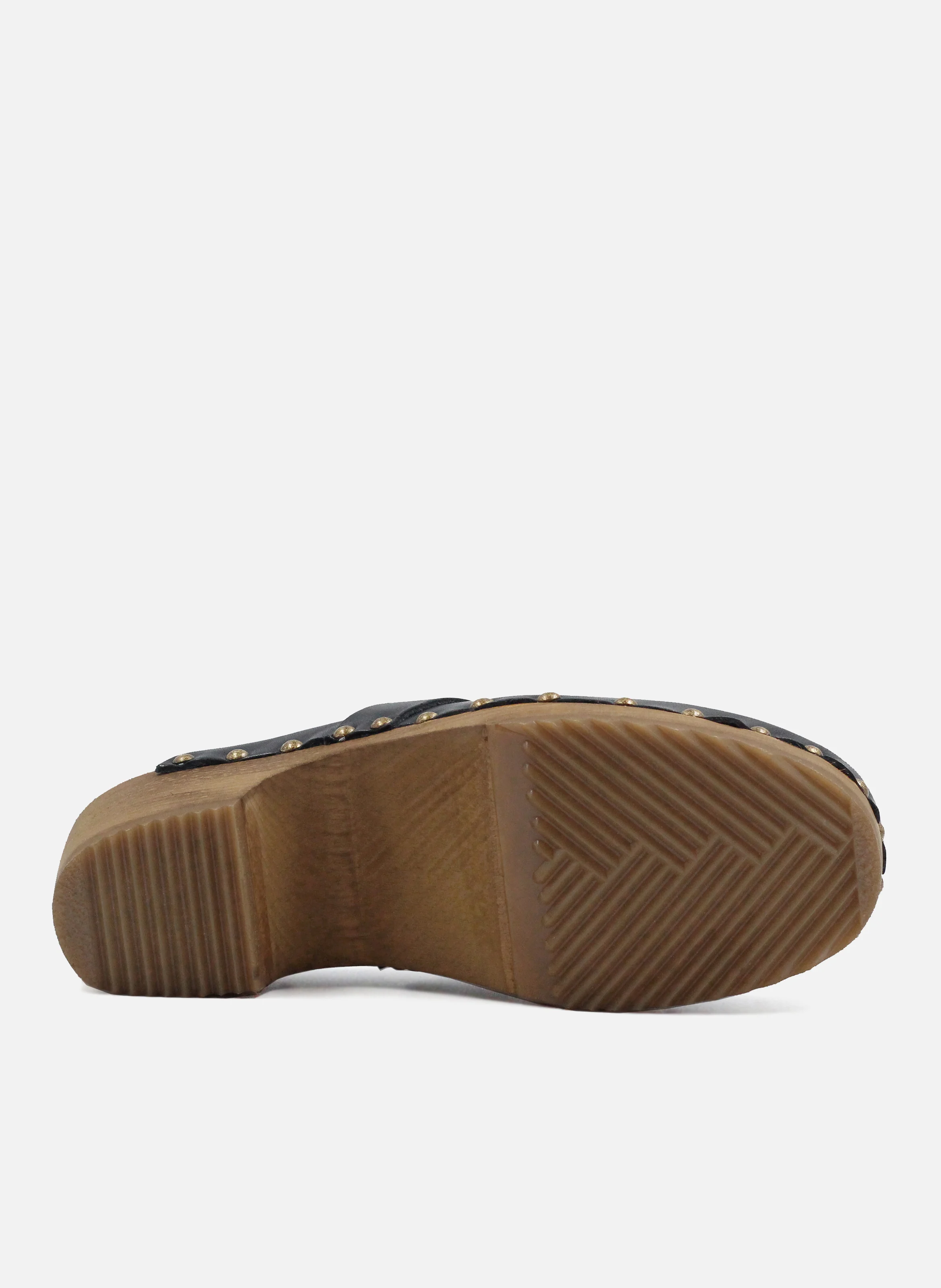 Sabots bois cuir lisse | Noir