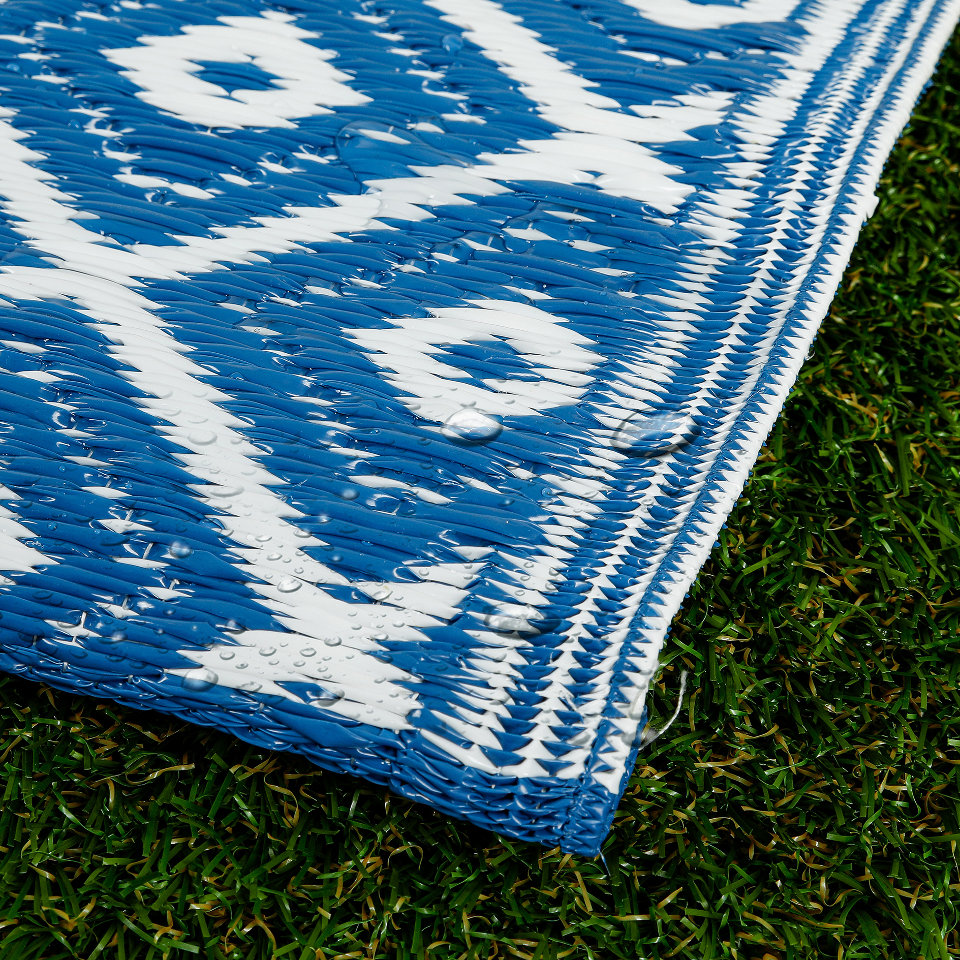 Outdoor-Teppich - blau - Rautenmuster - 150x200 cm