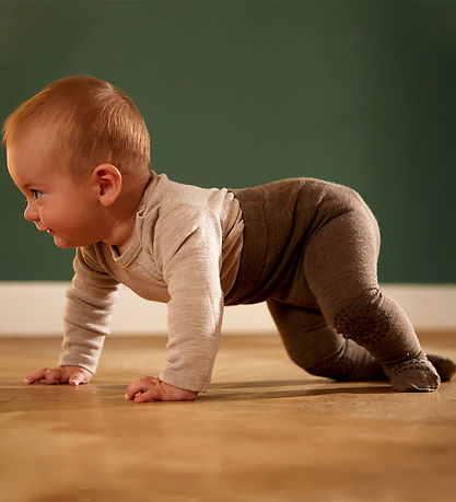GoBabyGo Krabbelstrumpfhose - Wolle - Brown Melange