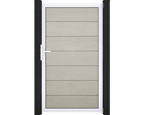 Enkele poort GroJa Flex Grande DIN universeel voorgemonteerd zonder palen, frame aluminium 100 x 180 cm zand