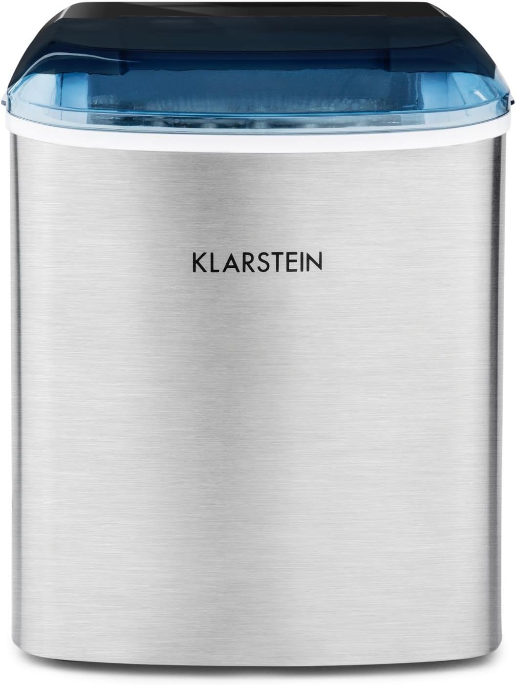 Klarstein On-The-Rocks - Eismaschine, Eiswürfelbereiter, Eiswürfelmaschine, 12 kg / 24 h, 120W, 2 Würfelgrößen, 6-12 min, 2,1 Liter Wassertank, Selbstreinigungsprogramm, Edelstahl, schwarz