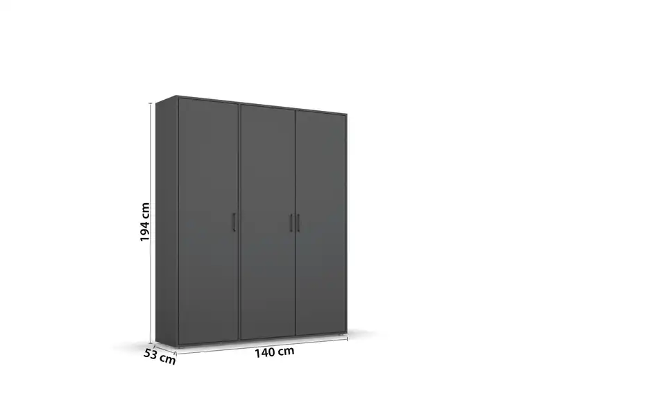 Drehtürenschrank ohne Absetzung 140 cm 3 Stück