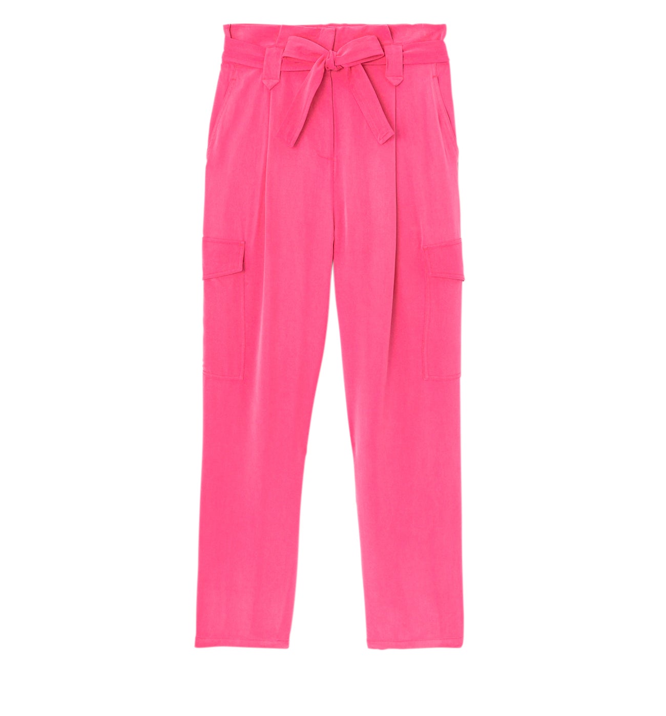 Pantalon cargo taille haute - Rose