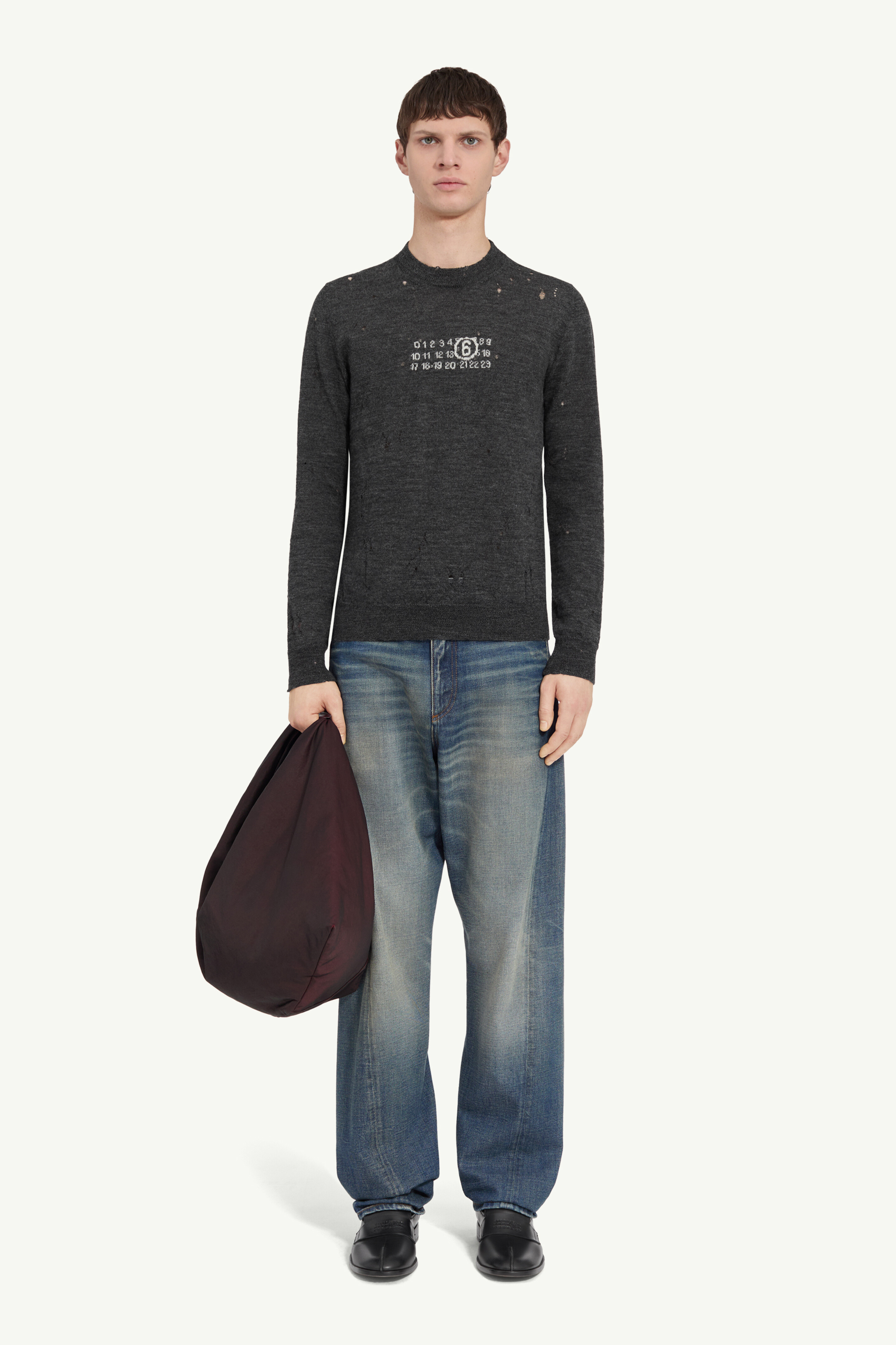 Pull en maille Numeric en laine 100% pour homme | MM6