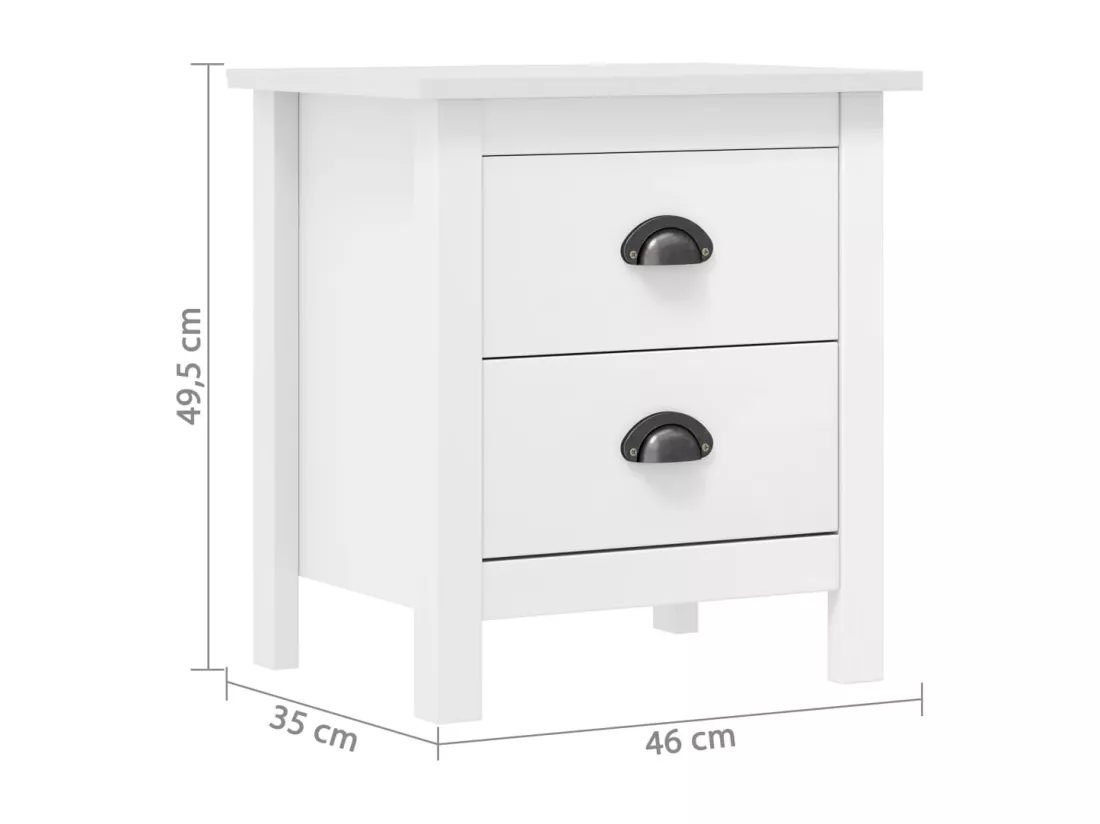 Tables de chevet Hill 2 pcs Blanc 46x35x49,5 cm Bois pin solide