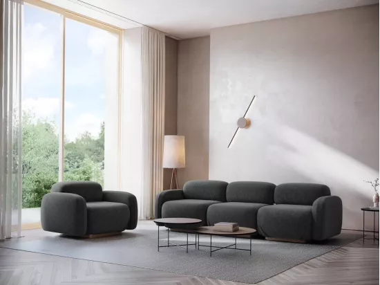 Fauteuil en tissu texturé - acier - AILANI