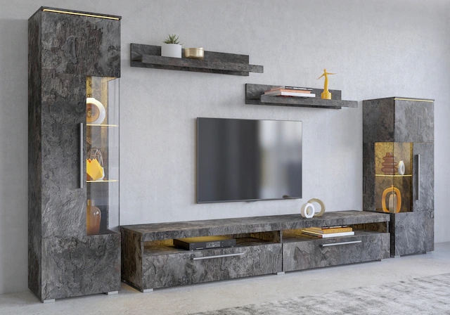 INOSIGN Wohnwand »India,Breite 290cm moderne Mediawand ohne Beleuchtung« 5 Stk. tlg.