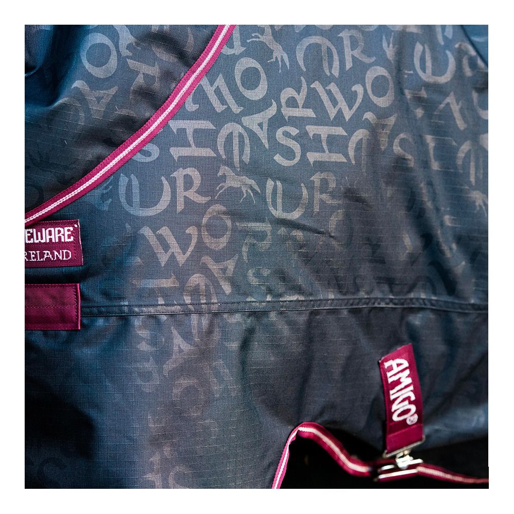 Horseware AMIGO HERO 600D RIPSTOP PLUS 0g - Couverture de paddock + couvre-cou navy hw print/burgandy/white