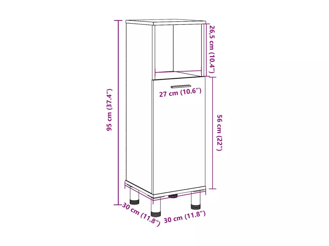 Armoire de salle de bain vieux bois 30x30x95 cm bois ingénierie