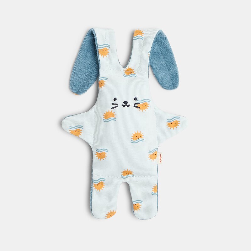 Doudou bébé garçon lapin bleu à motifs soleil Catimini Bleu