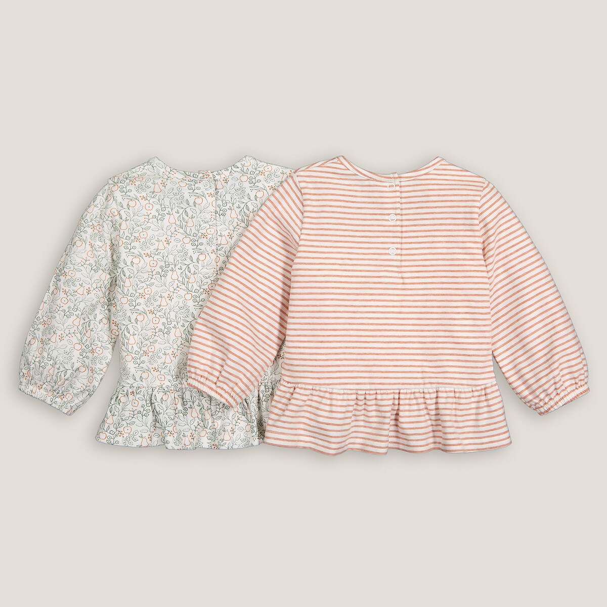 COLEÇÃO LA REDOUTE<br>Conjunto de 2 camisetas de algodão, estilo camisa