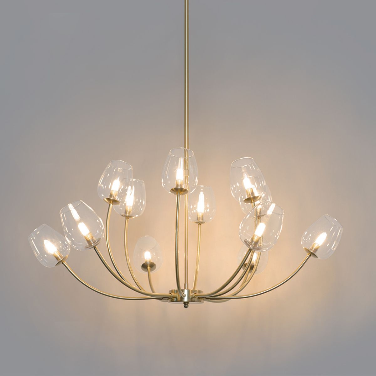 Klassieke hanglamp goud met glas 12-lichts - Elien