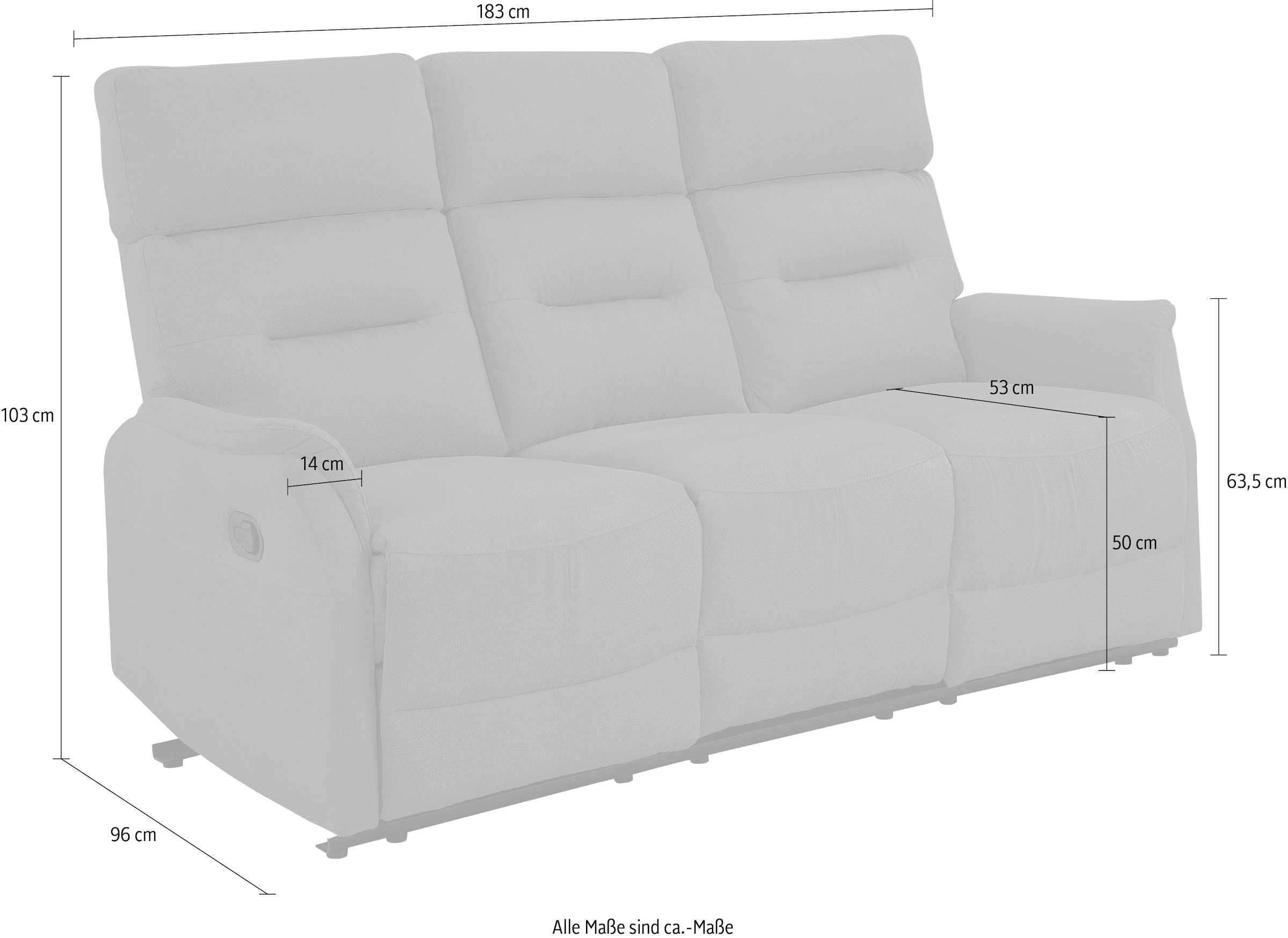ATLANTIC home collection 3-Sitzer »Falk« Zwei Relaxfunktionen, klappbare Konsole mit Getränkehalter
