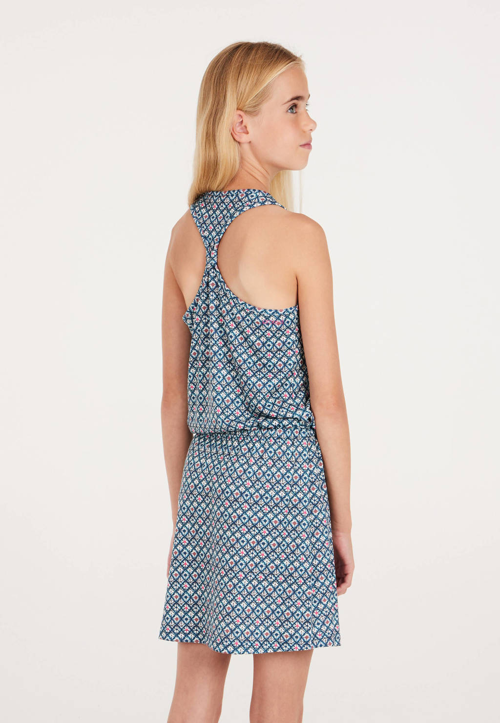 Protest jurk met all over print blauw/wit/rood